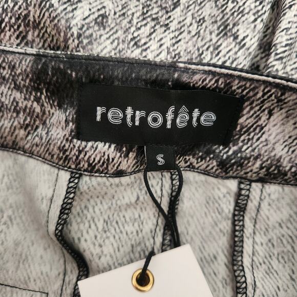 Retrofete Verona Silk Pant in Black Acid Denim Size Small NWT Wide Leg - Picture 8 of 11